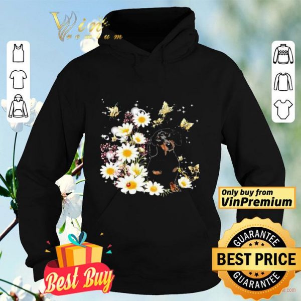 Dachshund dog butterfly and flowers shirt
