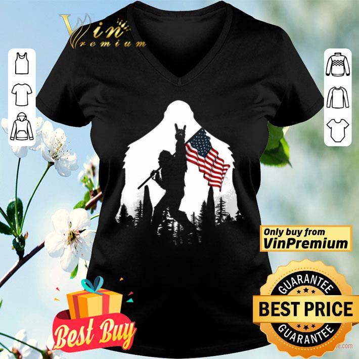 Bigfoot American Flag In The Forest shirt