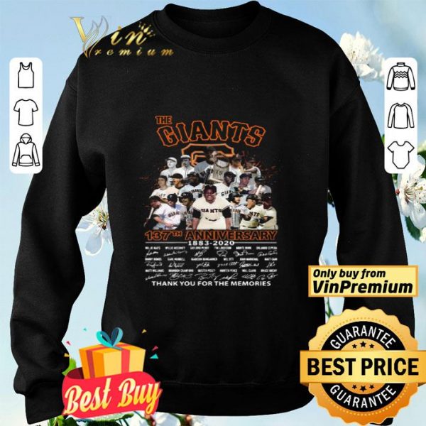 The Giants 137th Anniversary 1883 2020 Thank You For The Memories Signatures shirt