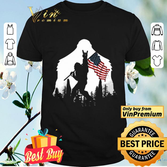 Bigfoot American Flag In The Forest shirt