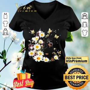 Dachshund dog butterfly and flowers shirt