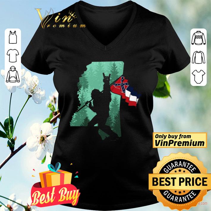 Bigfoot Rock And Roll Mississippi Flag In The Forest shirt