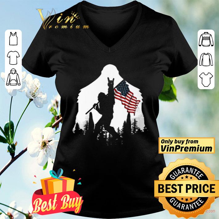 Bigfoot Rock And Roll Usa Flag In The Forest shirt