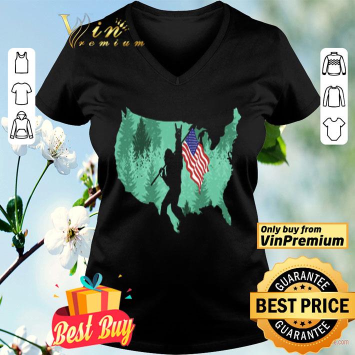 Bigfoot Rock And Roll American Forest With Flag shirt
