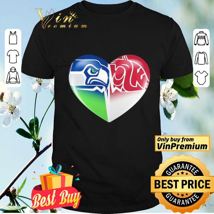 Seattle seahawks and washington state cougars heart shirt