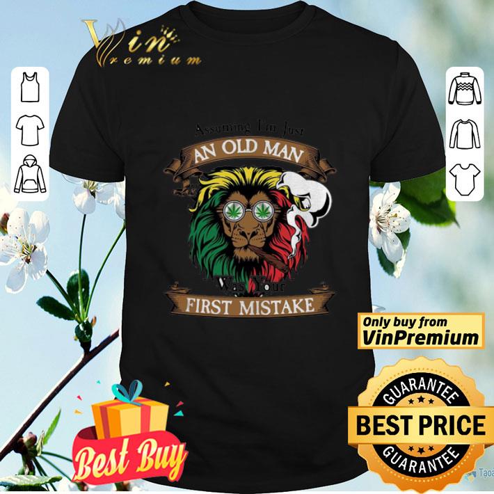 Lion smoking assuming I’m just an old lady was your first mistake vintage shirt