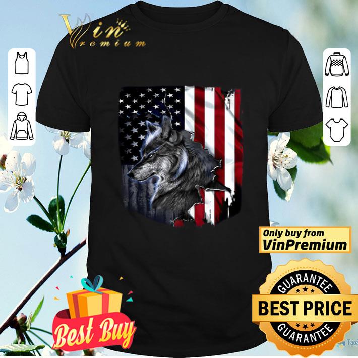 Wolf in American Ross flag shirt