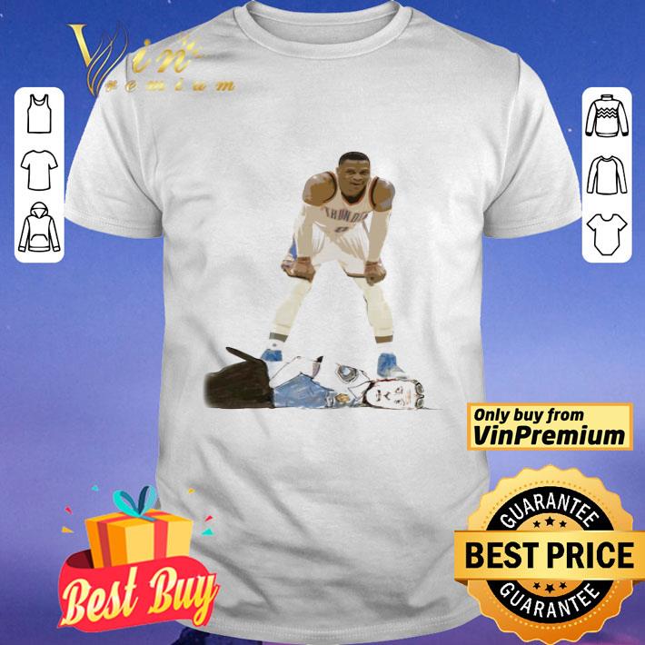 Russell Westbrook standing on Police shirt
