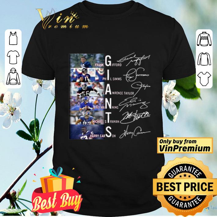 Giants Frank Figgord Phil Simms Lawrence Taylor Eli Manning Michael Strahan Harry Carson shirt