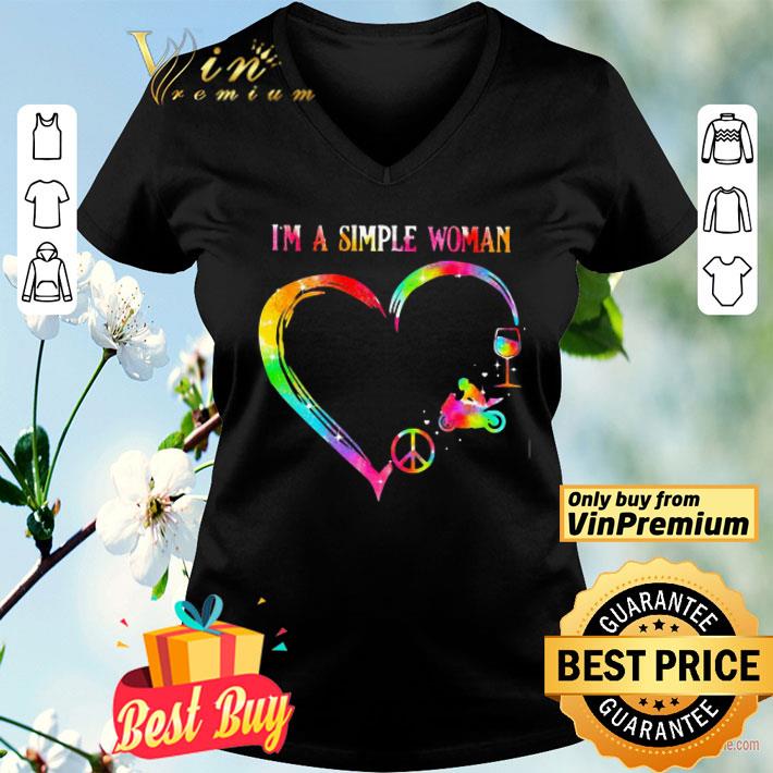 I’m a simple woman heart motorcycle wine shirt