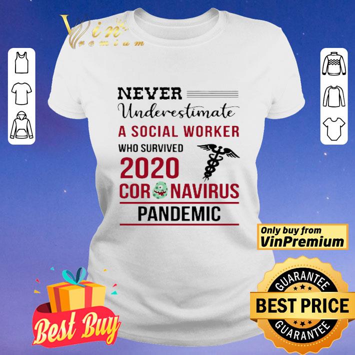 Never Underestimate A Social Worker Who Survived 2020 Coronavirus Covid-19 shirt