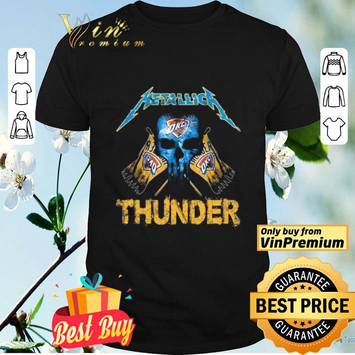 Skull metallica oklahoma city thunder flag shirt