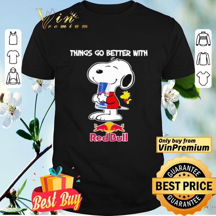 Snoopy and woodstock things go better with red bull shirt
