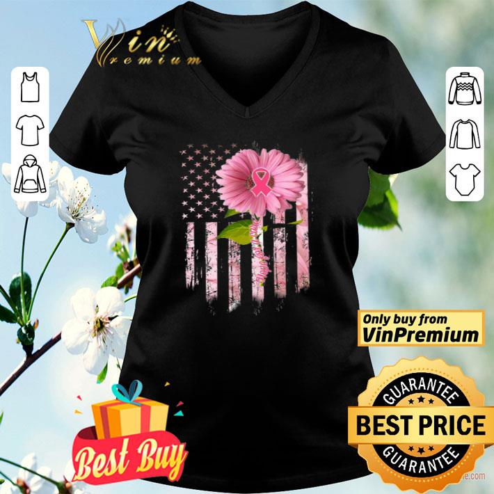 Pinky Flower Us Flag Breast Cancer Hope For A Cure shirt