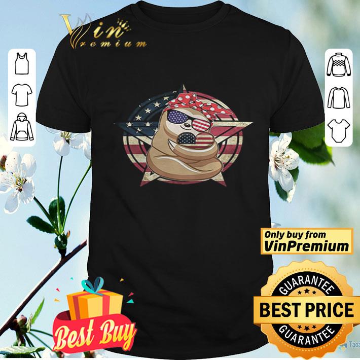 Sloth hug heart American flag veteran Independence Day shirt