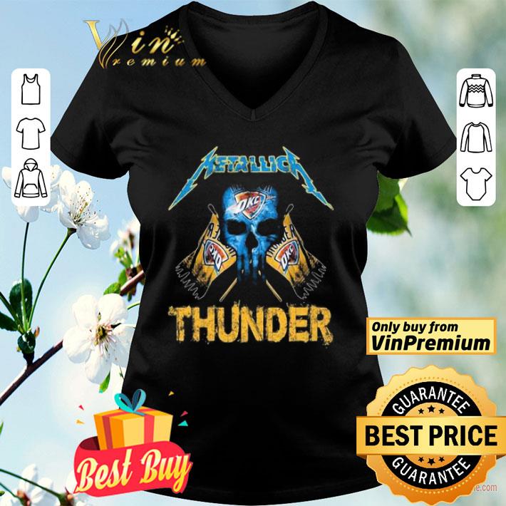 Skull metallica oklahoma city thunder flag shirt