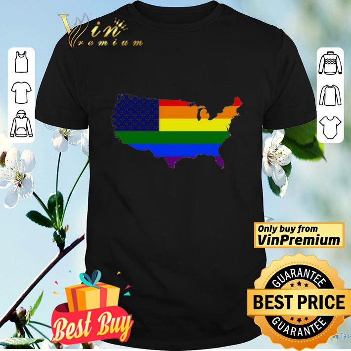 Lgbt american map rainbow flag shirt