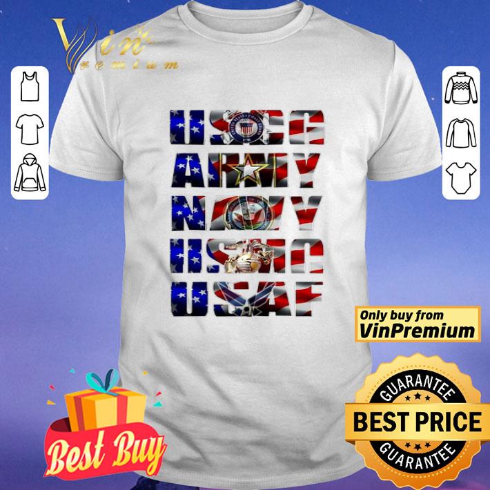 Uscg army navy usaf american flag independence day shirt