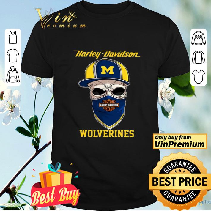 Skull mask Harley Davidson Wolverines Hat shirt