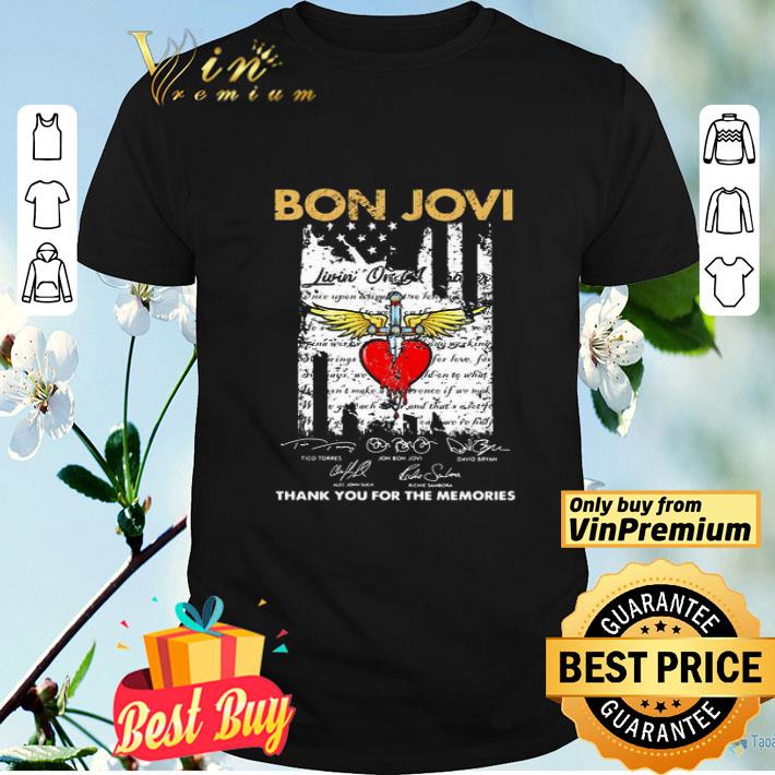 Bon jovi thank you for the memories signatures american flag independence day shirt