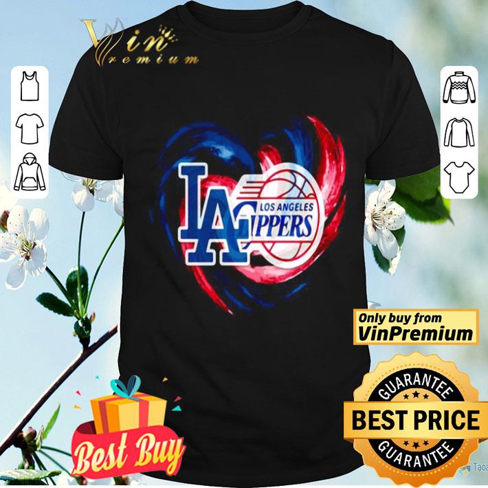 Los angeles dodgers and los angeles clippers heart color shirt