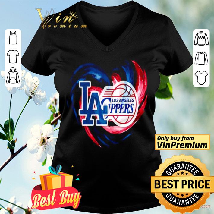 Los angeles dodgers and los angeles clippers heart color shirt