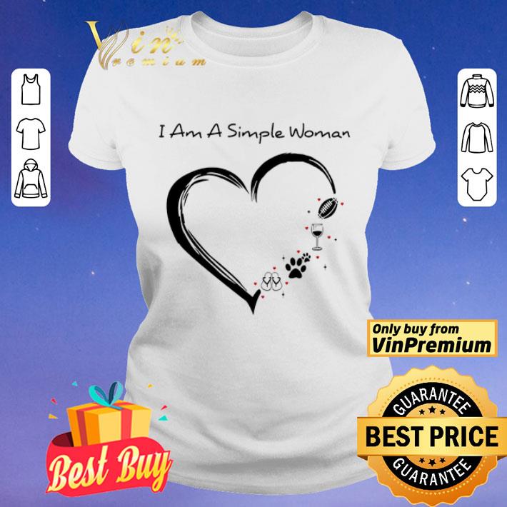 I Am A Simple Woman Flip Flop Paw Dog Wine Glass Rugby Ball shirt