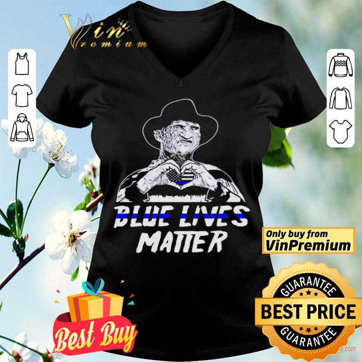 Freddy krueger blue lives matter heart american flag independence day shirt