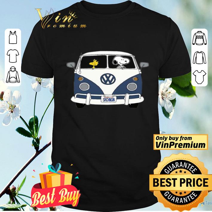 Snoopy Driving Hippie Car Volkswagen Beetle shirt