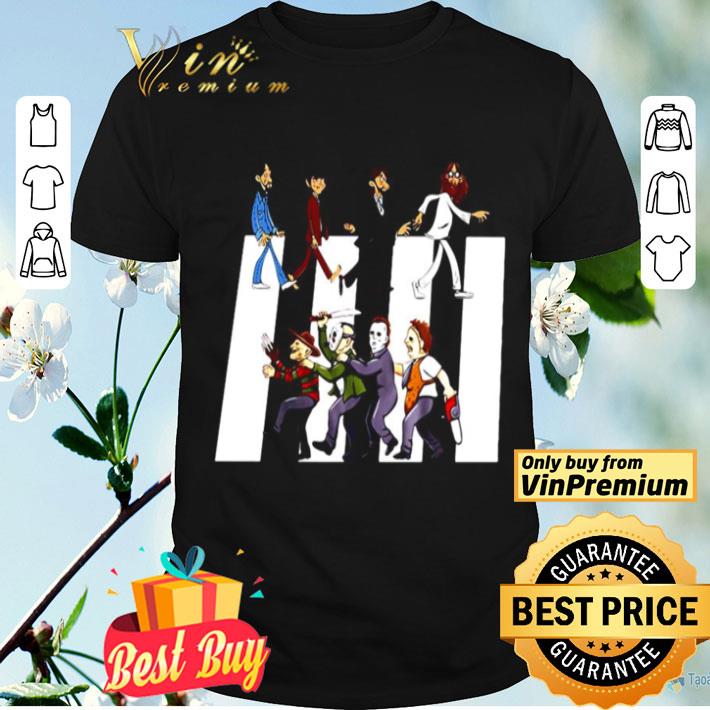 The beatles and halloween horror characters films abbey road shirt