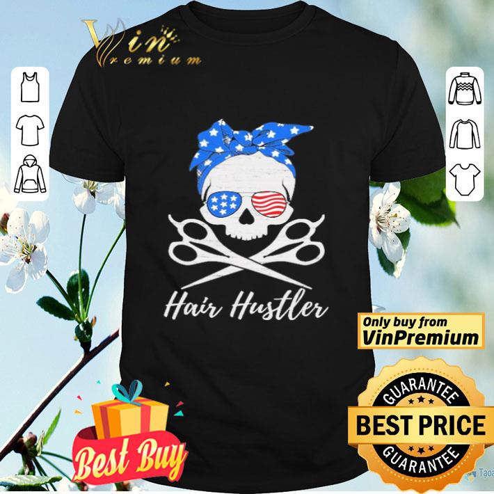 Skull hair hustler American flag shirt