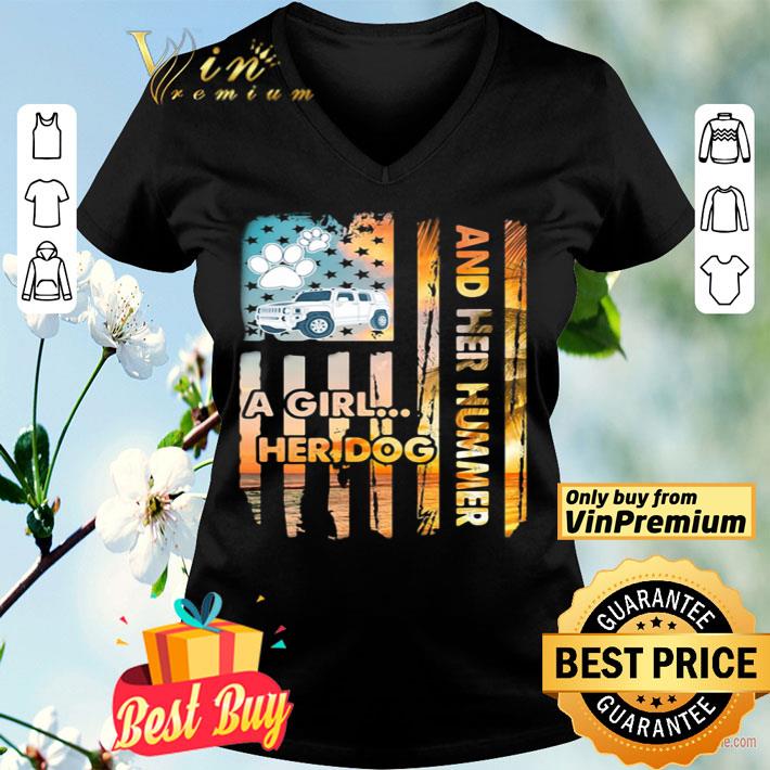 And her hummer a girl her dog car footprint American shirt