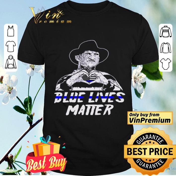 Freddy krueger blue lives matter heart american flag independence day shirt