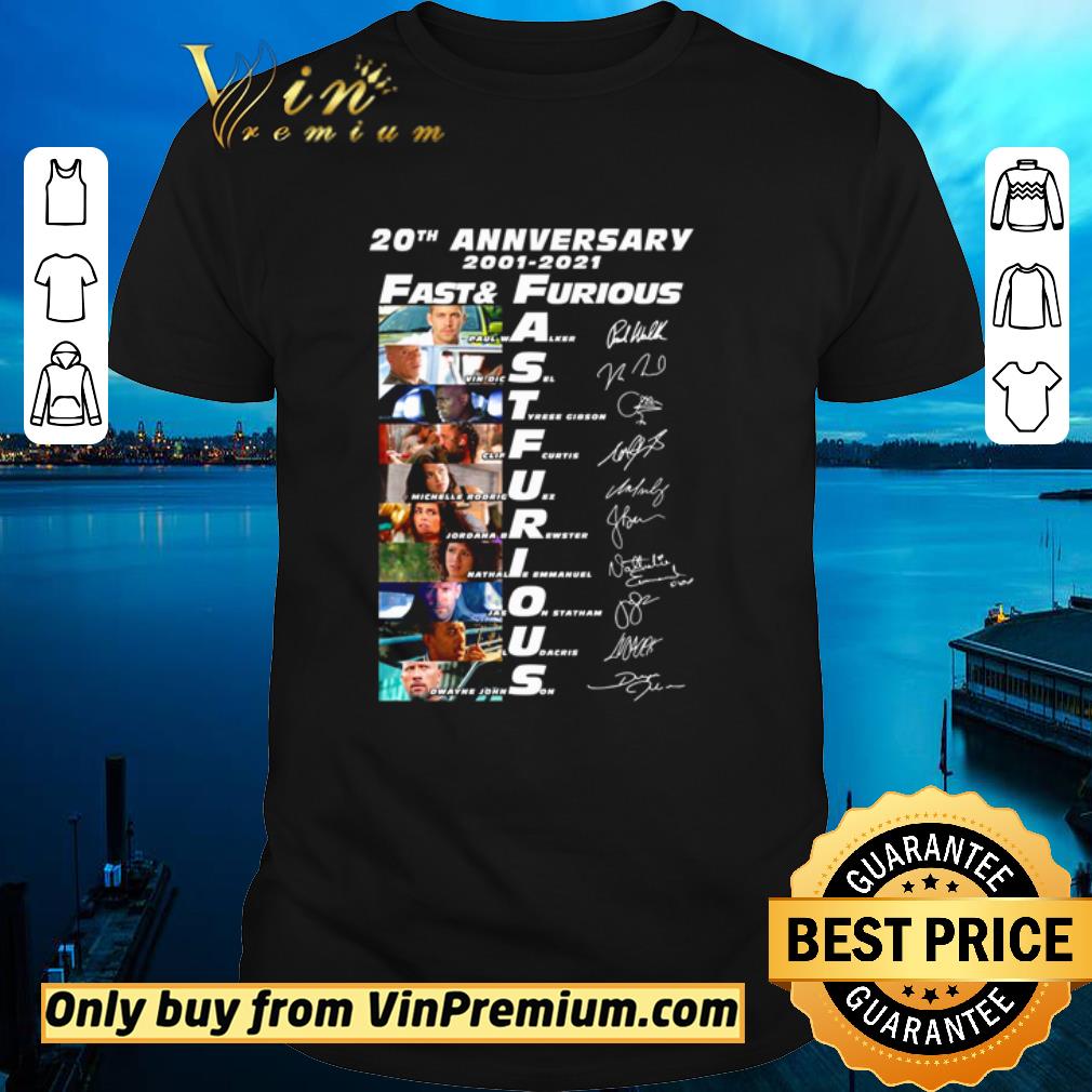 Funny 20th anniversary 2001 2020 Fast and Furious signature shirt