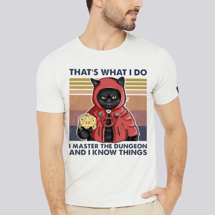 Awesome Black Cat That’s what I do I master the dungeon and I know things vintage retro shirt