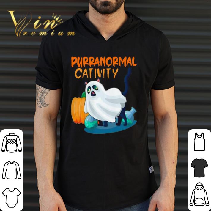 Hot Ghost Cat Purranormal Activity Funny Halloween shirt