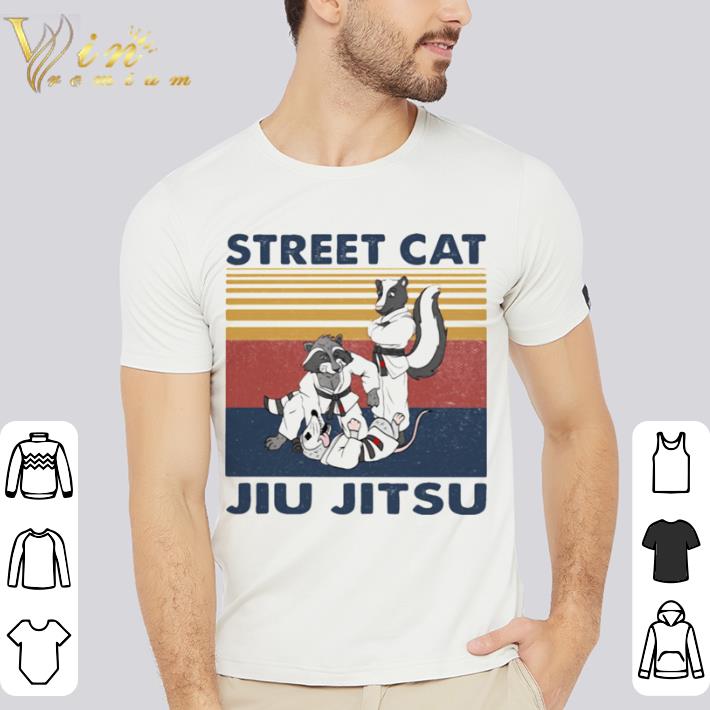 Funny Raccoon Street cat jiu jitsu vintage retro shirt