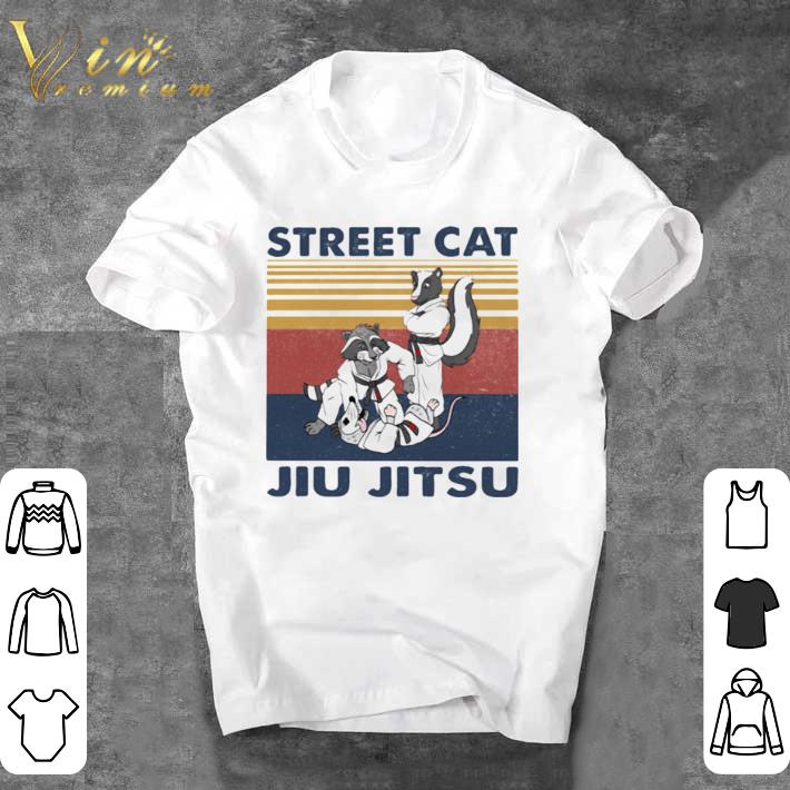 Funny Raccoon Street cat jiu jitsu vintage retro shirt