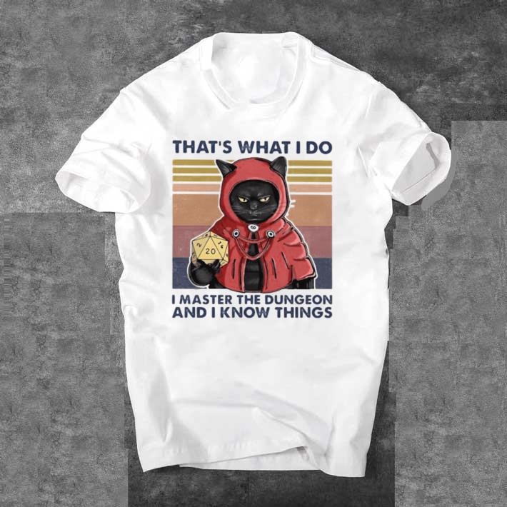 Awesome Black Cat That’s what I do I master the dungeon and I know things vintage retro shirt