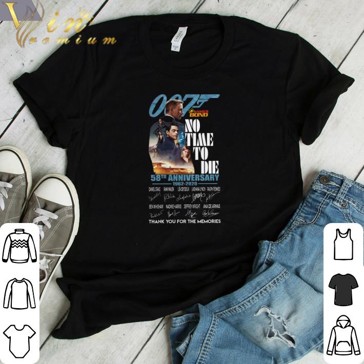 Funny 007 James Bond No Time To Die 58th Anniversary 1962 2020 Signature Thank You shirt