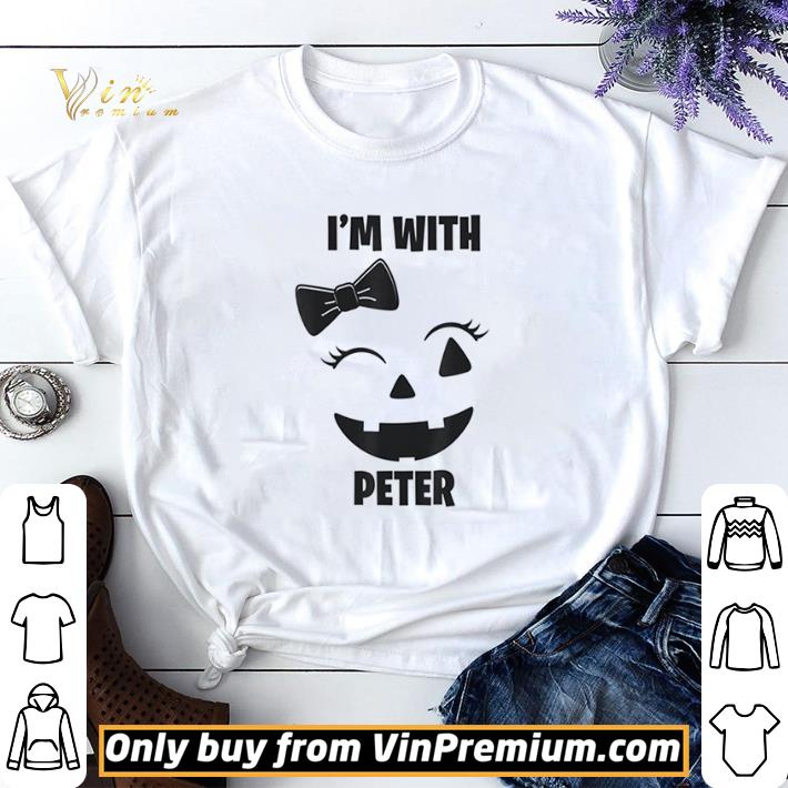 Funny I’m With Peter Funny Couples Halloween Winking Girl Pumpkin shirt