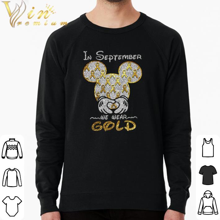 d45dc2d6 awesome mickey mouse heart in september we wear gold shirt 4 - Awesome Mickey Mouse Heart In September We Wear Gold shirt