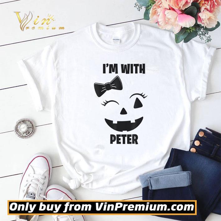 Funny I’m With Peter Funny Couples Halloween Winking Girl Pumpkin shirt