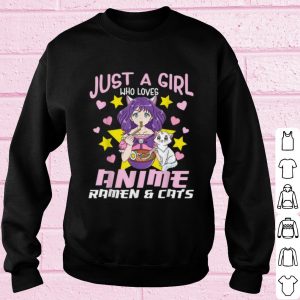 Official Just a girl who loves Annime Ramen and Cat shirt 2