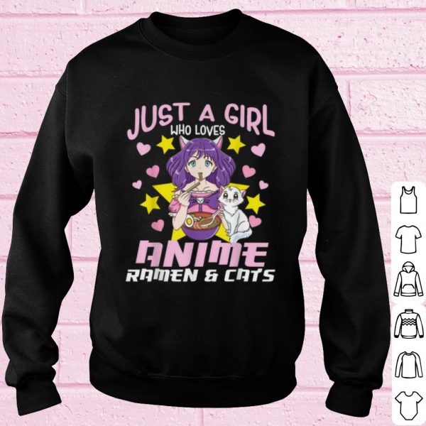 Official Just a girl who loves Annime Ramen and Cat shirt