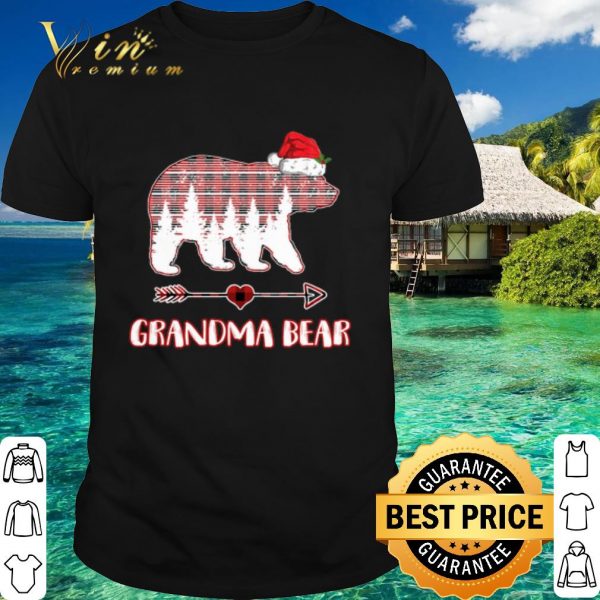 Best Grandma Bear Pajama Red Plaid Buffalo Hat Christmas shirt
