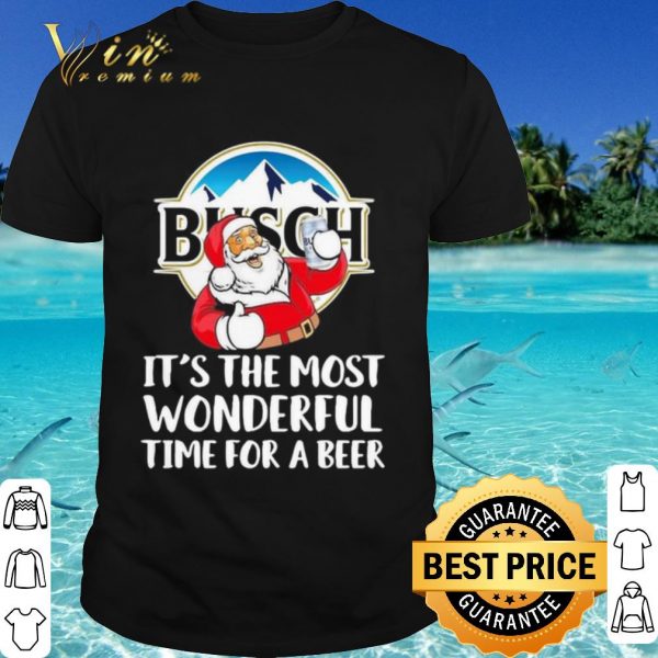 Premium Santa Claus Drinking Busch Light It’s The Most Wonderful Time For A Beer shirt