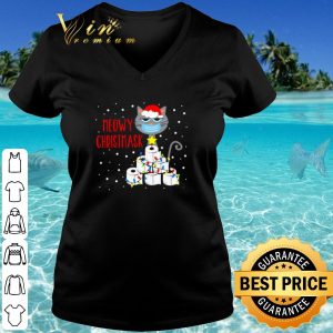 Top Meowy Christmask Cat face mark toilet paper Christmas shirt 2