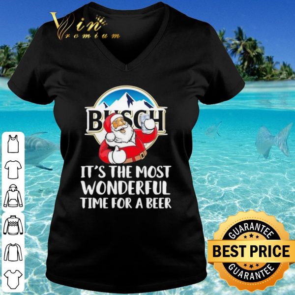Premium Santa Claus Drinking Busch Light It’s The Most Wonderful Time For A Beer shirt