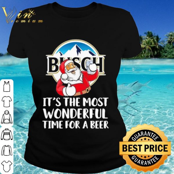 Premium Santa Claus Drinking Busch Light It’s The Most Wonderful Time For A Beer shirt